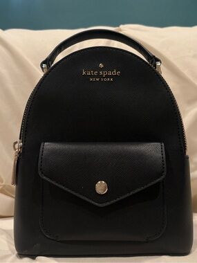 Kate Spade New York Schuyler Black PVC Saffiano Leather Mini Backpack EUC